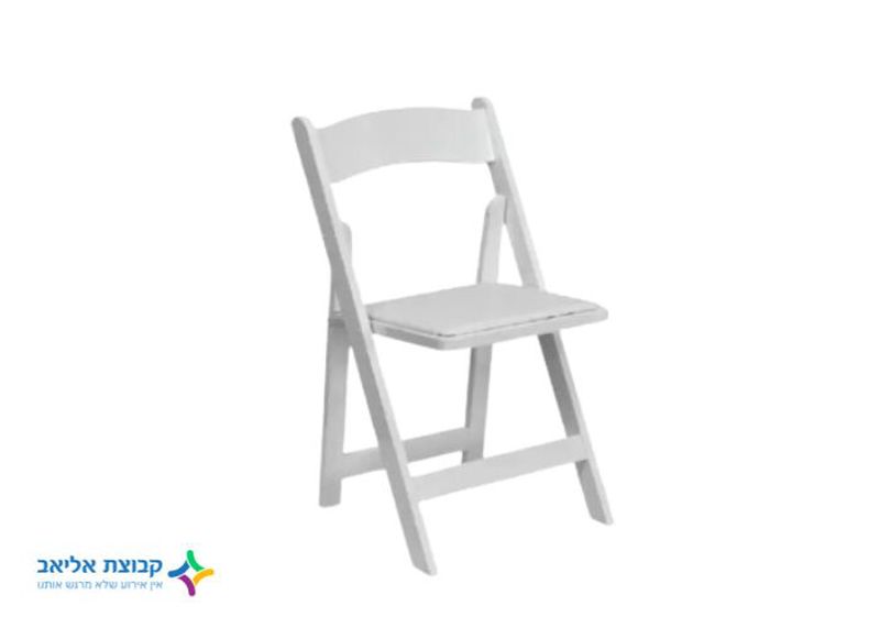 השכרת כיסא עץ מתקפל בצבע לבן